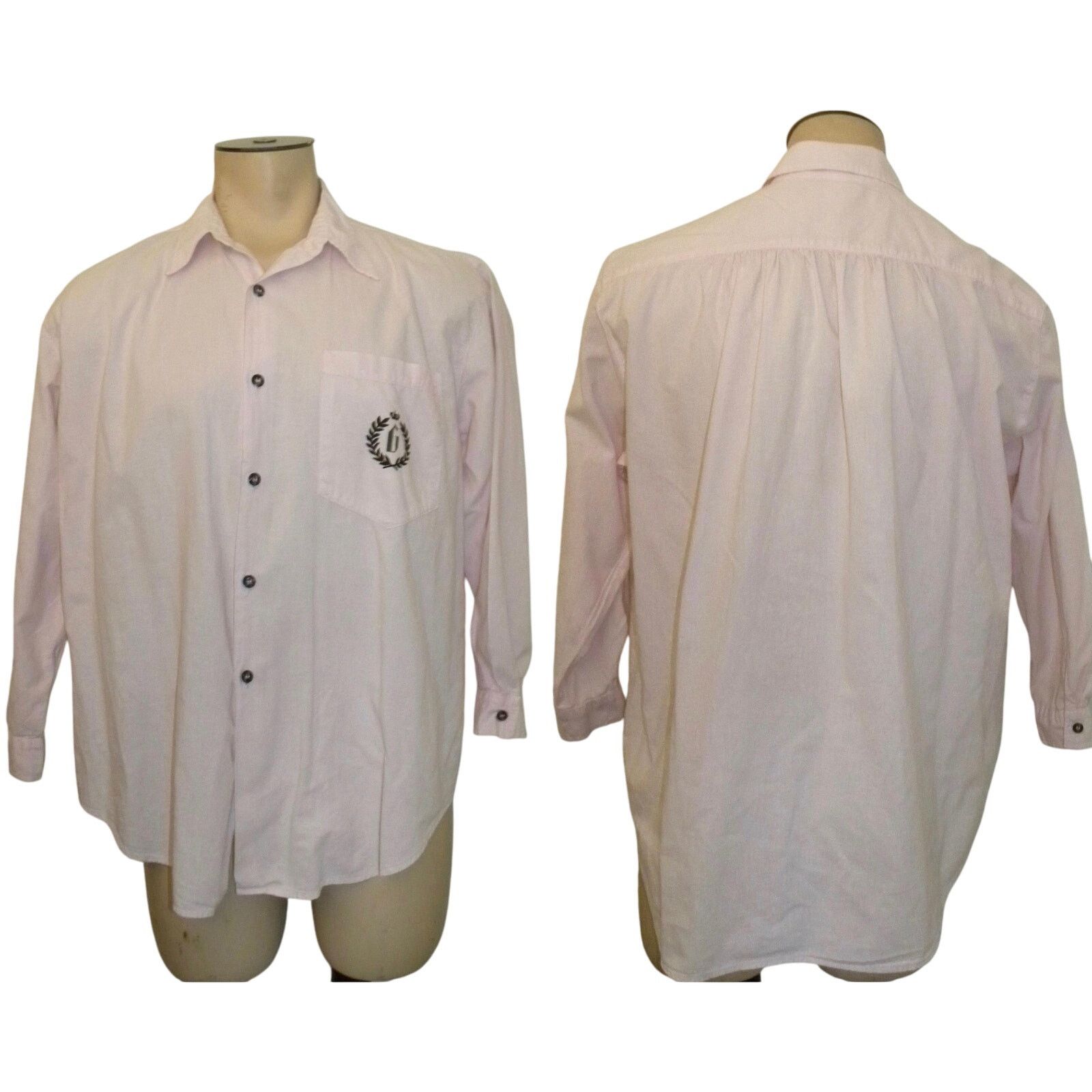 Vintage 80s Pink Boxy Cut Shirt with "G" monogram | Garron S/M Size US S / EU 44-46 / 1 - 2 Thumbnail