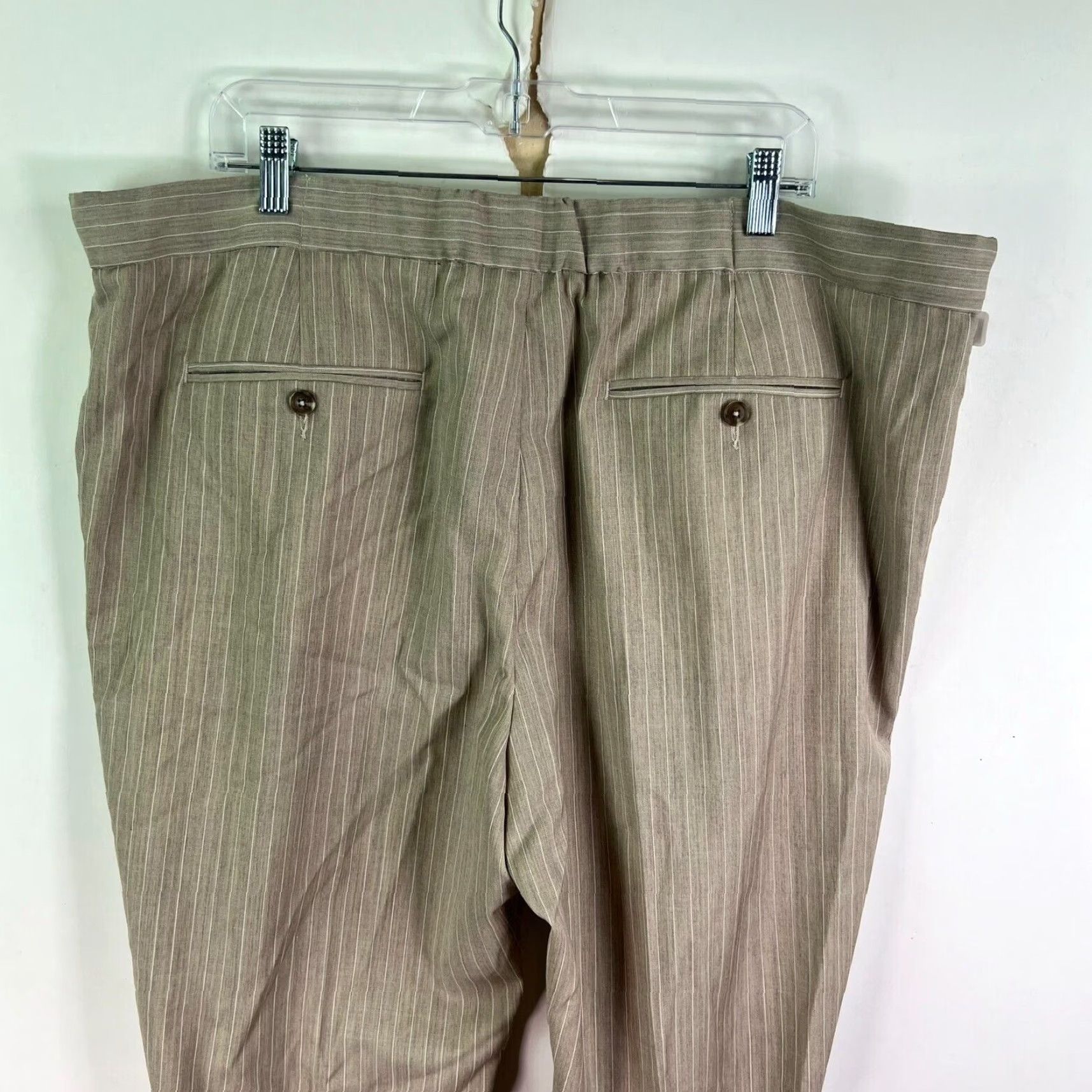 Stafford VINTAGE Stafford Wool Blend Joggers Pants High Rise Straight Cuffed Mens Size 44 Tan Striped Fall Spring Size US 44 / EU 60 - 7 Thumbnail