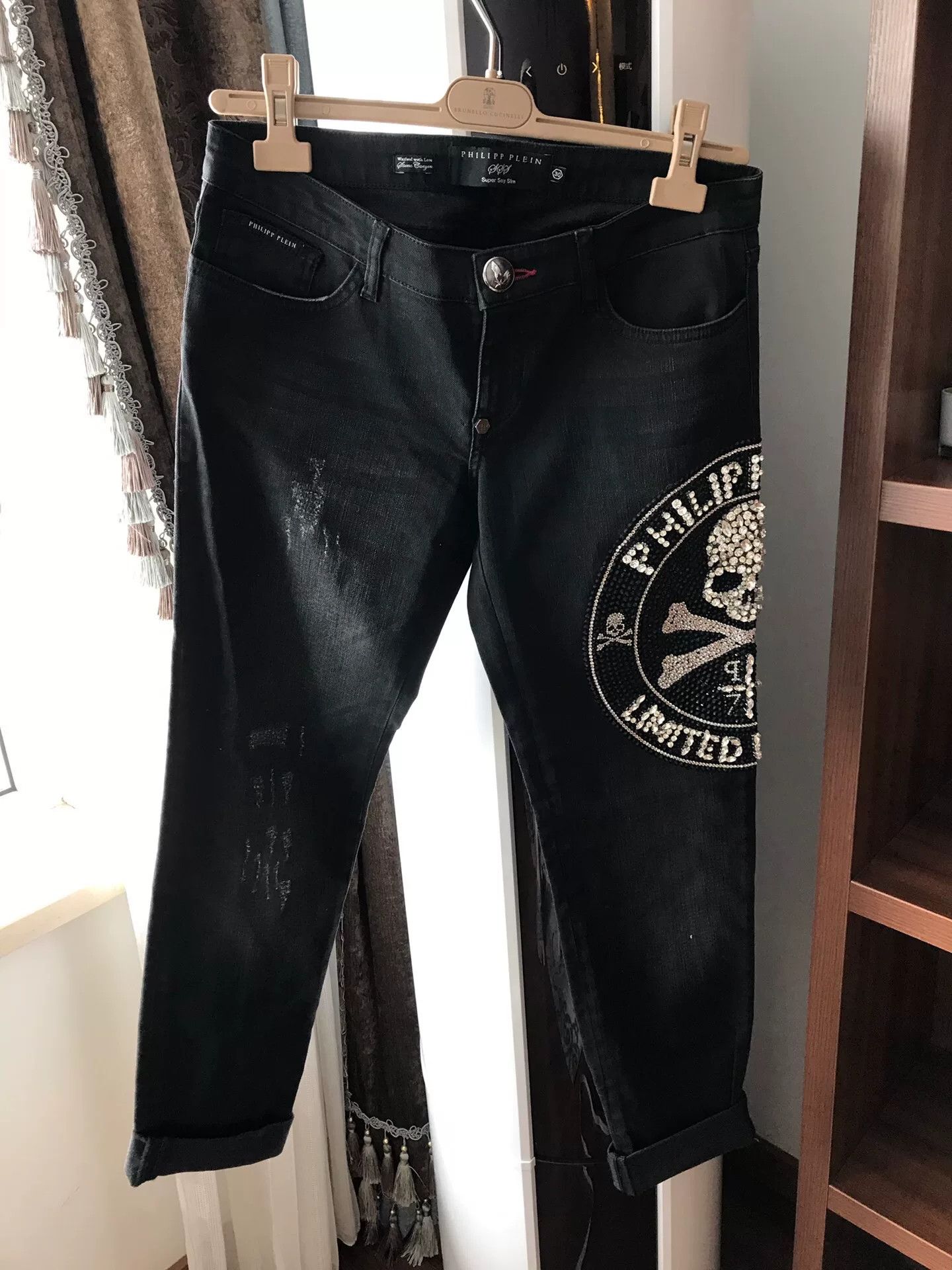 Other Black Skull Logo Straight Jeans Size US 30 / EU 46 - 1 Thumbnail
