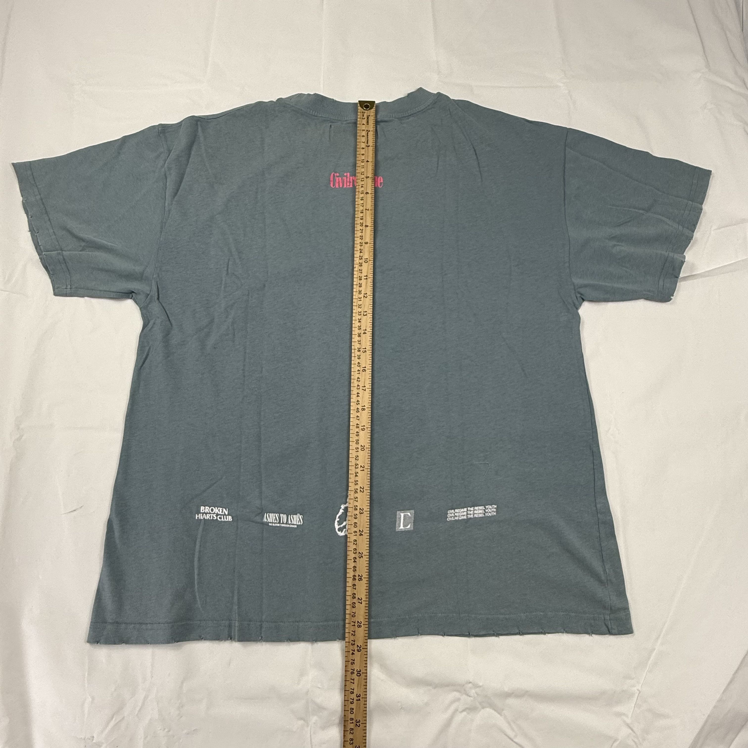 Civil Regime Civil Regime Mens Floral Distressed T-Shirt Blue Grey Rebel Size US L / EU 52-54 / 3 - 5 Thumbnail