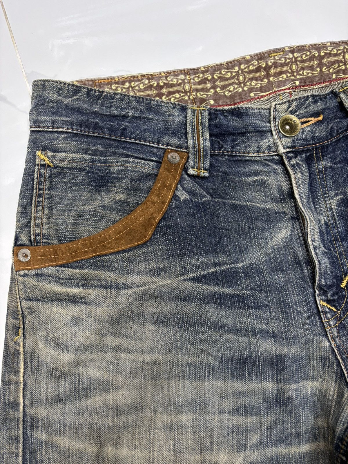 Kapital EDWIN COWBOY RUSTY MUD WASH BAGGY DISTRESSED DENIM JEANS Size US 36 / EU 52 - 11 Thumbnail