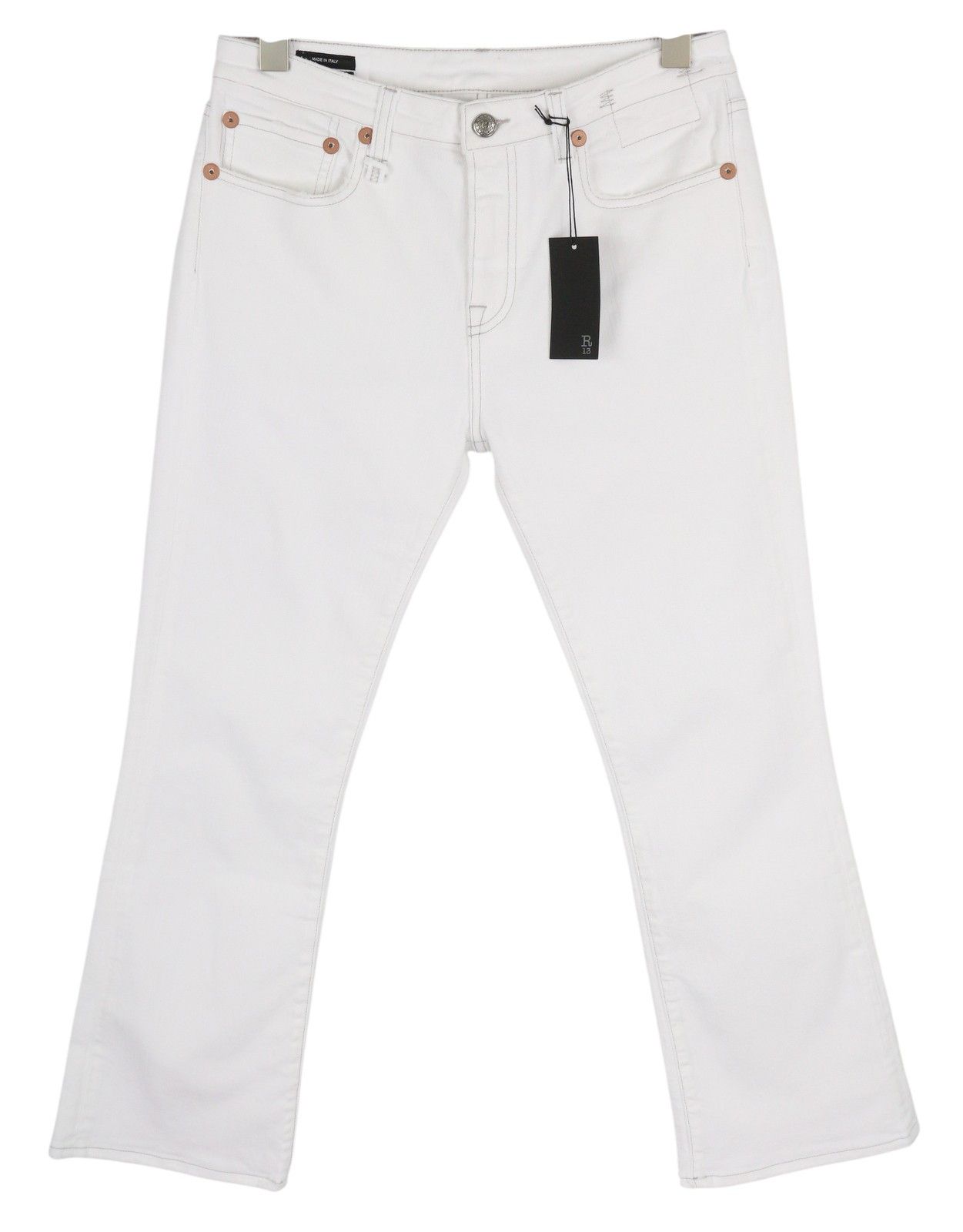 R13 KICK 29 Zip Fly Bale White Bootcut Ankle Jeans 84469 Size 29" - 2 Thumbnail