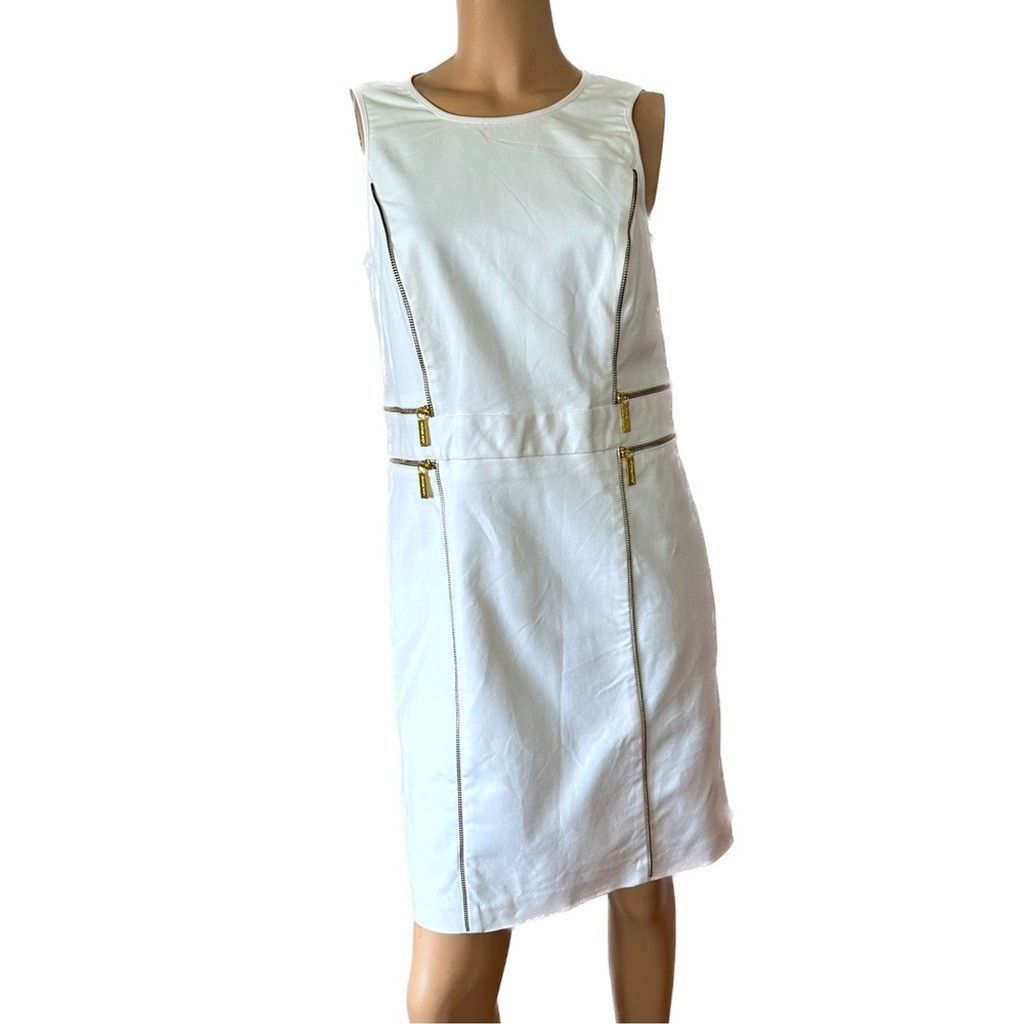Michael Kors Michael Kors Contrast Zipper Sheath Dress Sleeveless White 8 Size M / US 6-8 / IT 42-44 - 1 Thumbnail