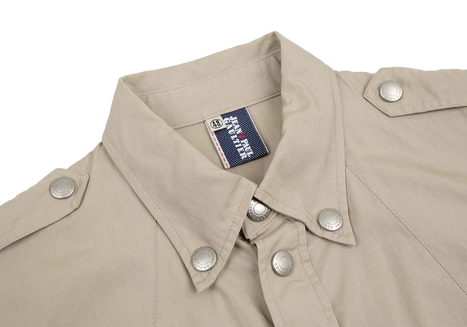 Jean Paul Gaultier Cotton Short Sleeve Military Shirt in Beige, Size 48 Size US M / EU 48-50 / 2 - 3 Thumbnail