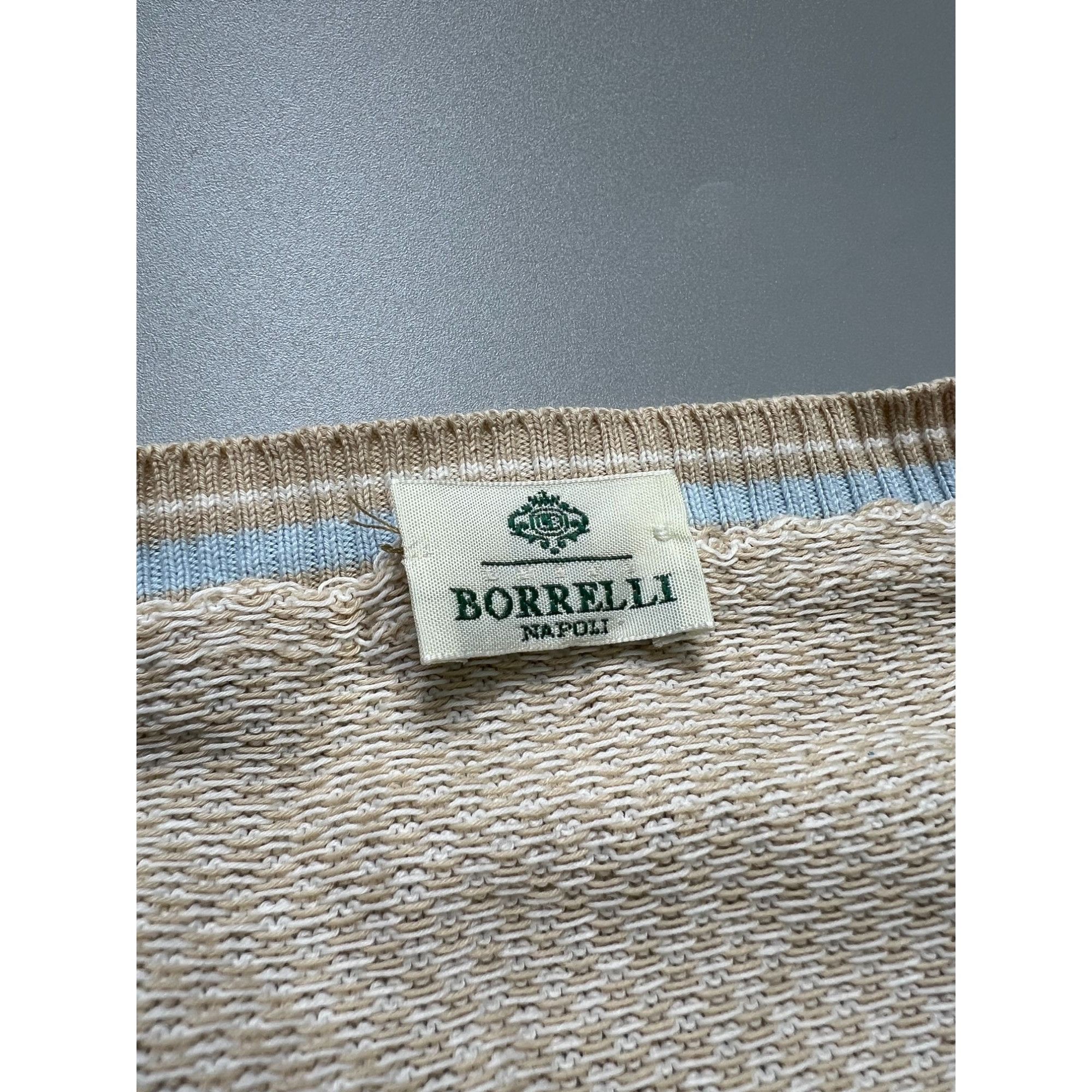Luigi Borrelli Luigi Borrelli Napoli V-Neck Cotton Sweater (Y1070) Size US L / EU 52-54 / 3 - 7 Thumbnail