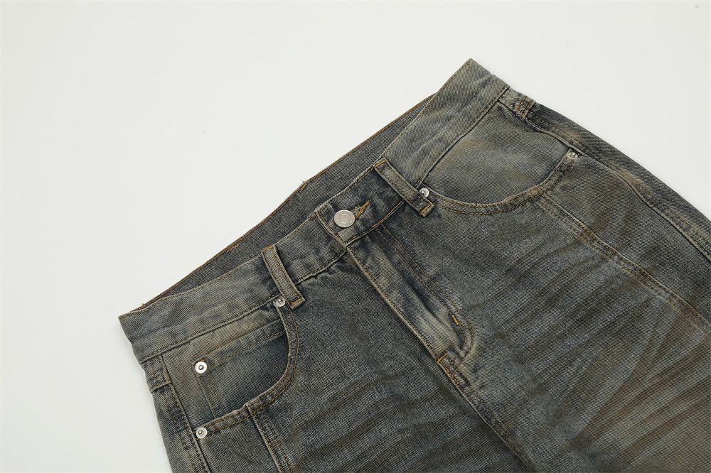 Japanese Brand × Jean Washed distressed punk loose split stitching straight jeans Size US 32 / EU 48 - 4 Thumbnail