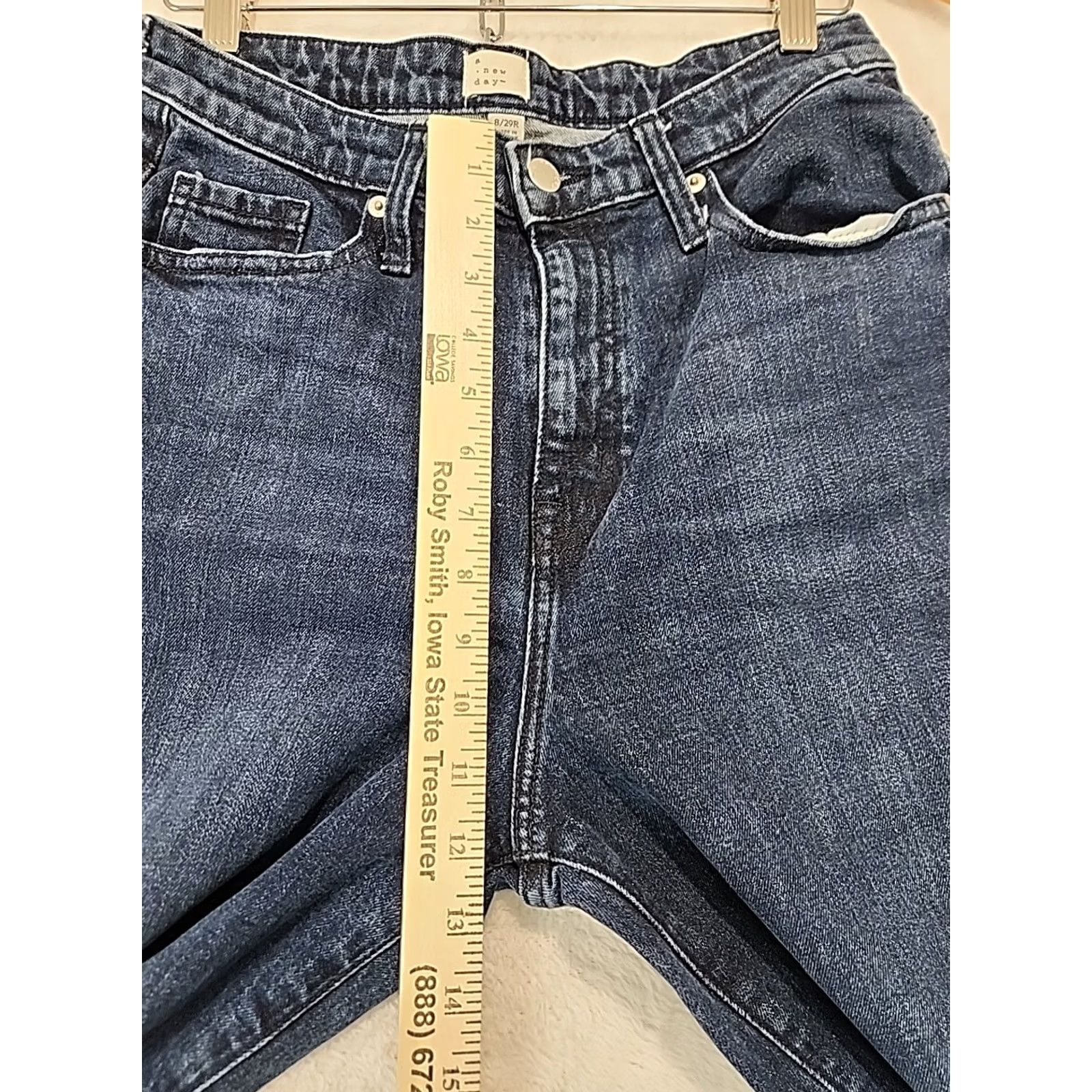 Vintage VINTAGE? A New Day Womens High Rise Tapered Leg Stretch Blue Mom Jeans 8/29R Retro Size 30" / US 8 / IT 44 - 7 Thumbnail