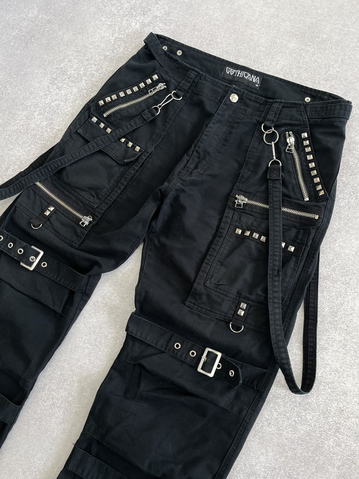 Japanese Brand 90's Gothicana by EMP Studded Punk Y2k Baggy Bondage Pants Size US 36 / EU 52 - 5 Thumbnail
