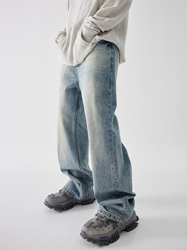 Japanese Brand Men's vintage street distressed washed loose flared jeans Size US 32 / EU 48 - 2 Thumbnail