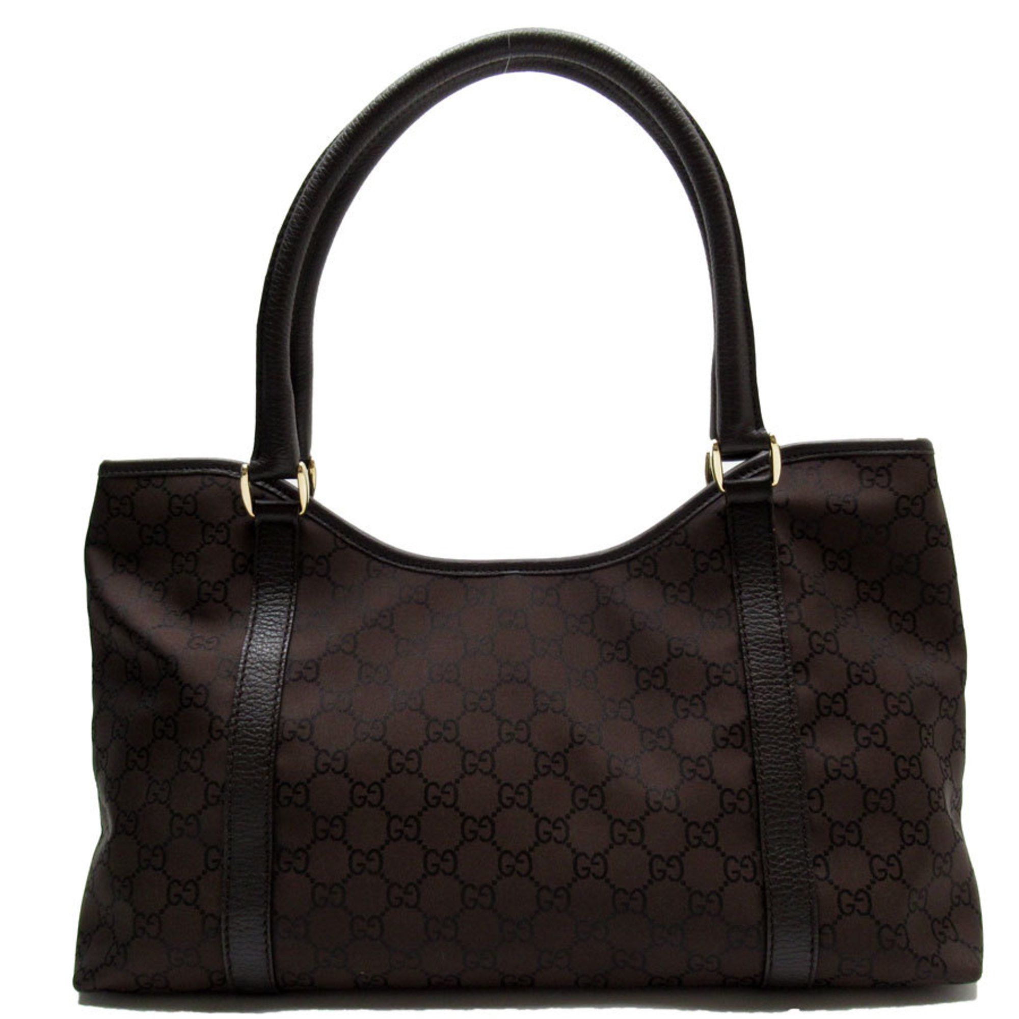 image of Gucci Shoulder Bag GG Nylon/leather Dark Brown Ladies 257302, Women's