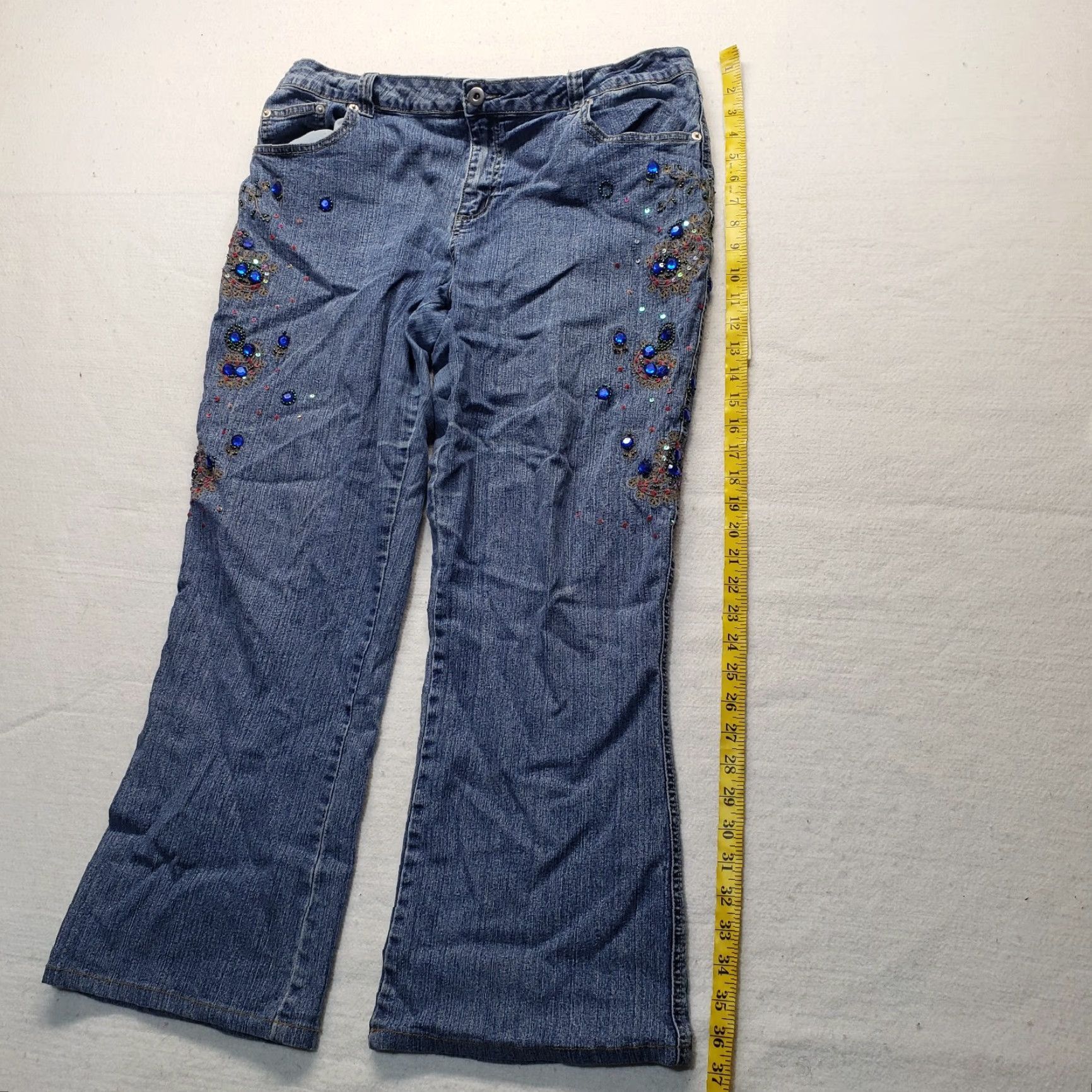 Denime metrostyle Jeans Stretch Blue Denim Pants Bling Ramie Cotton Adult Women's 14 Size 36" / US 14 / IT 50 - 7 Thumbnail