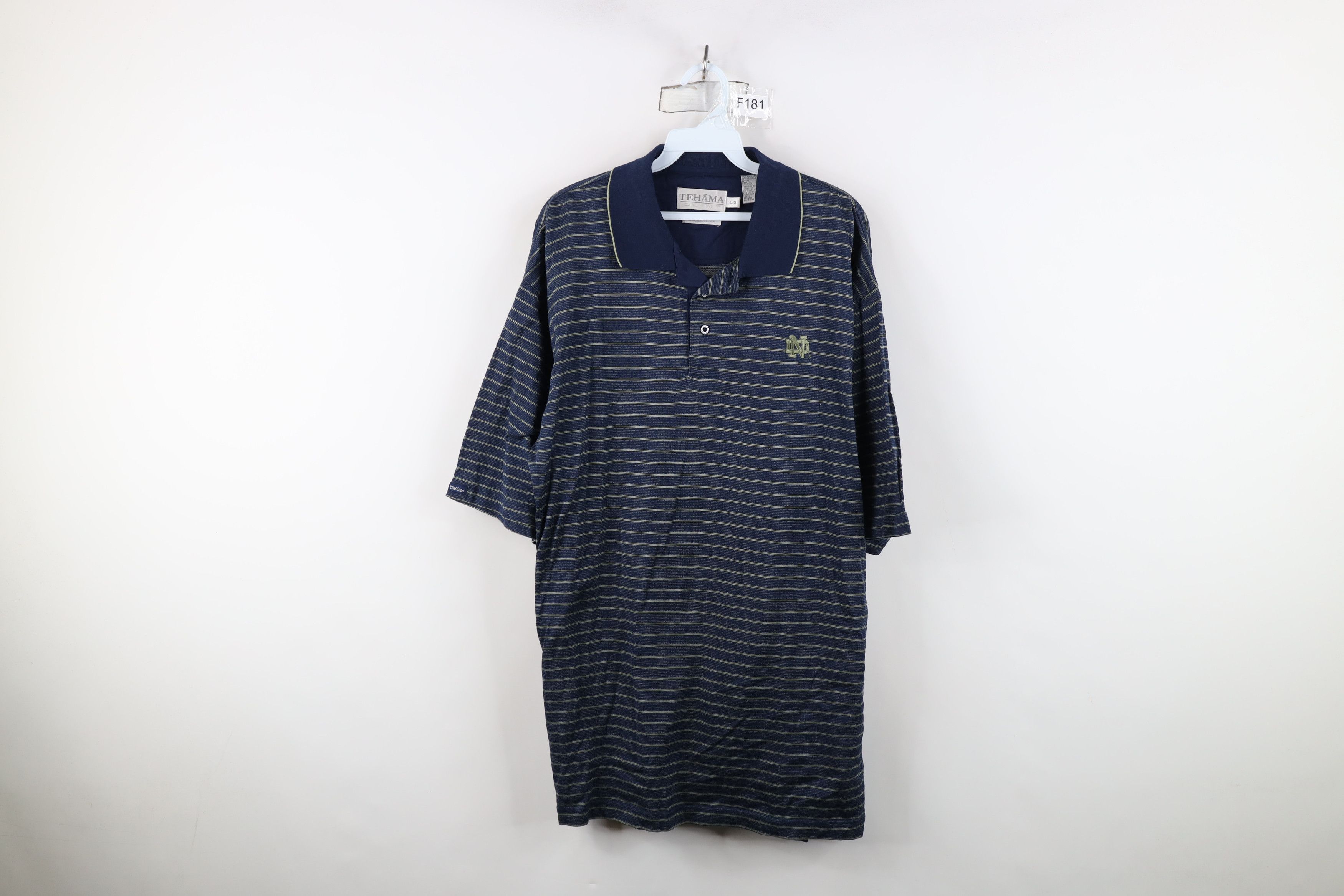 Vintage Vintage 90s Dame University Striped Collared Golf Polo Shirt Size US L / EU 52-54 / 3 - 1 Thumbnail