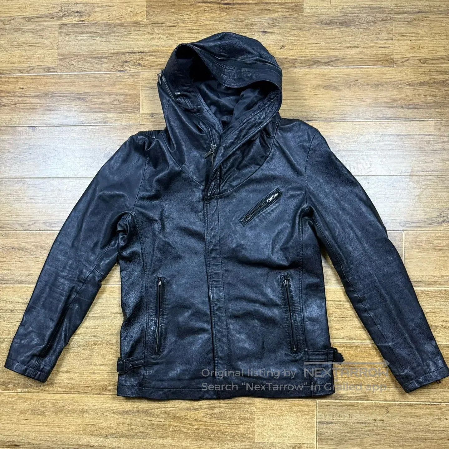 Allsaints ALLSAINTS Black Hooded Leather Jacket. Size US M / EU 48-50 / 2 - 1 Thumbnail