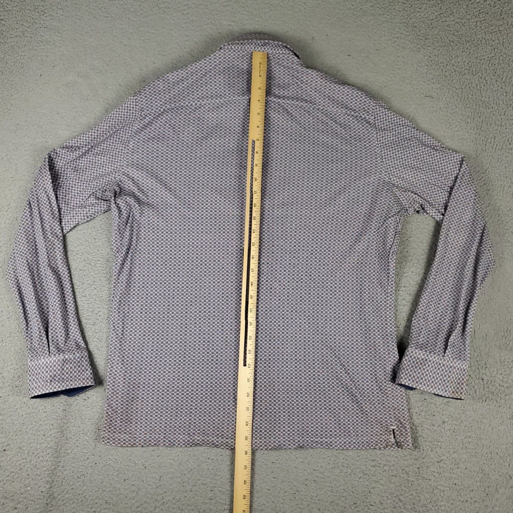 BUGATCHI Bugatchi Uomo Shirt Mens Large Brown Blue Check Stretch Button Up Long Sleeve Size US L / EU 52-54 / 3 - 3 Thumbnail