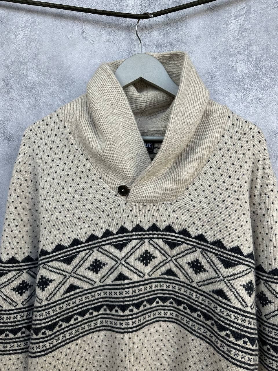 Barbour Barbour Witham Shawl Neck Ecru Lambswool Fair Isle Sweater Size US XL / EU 56 / 4 - 4 Thumbnail