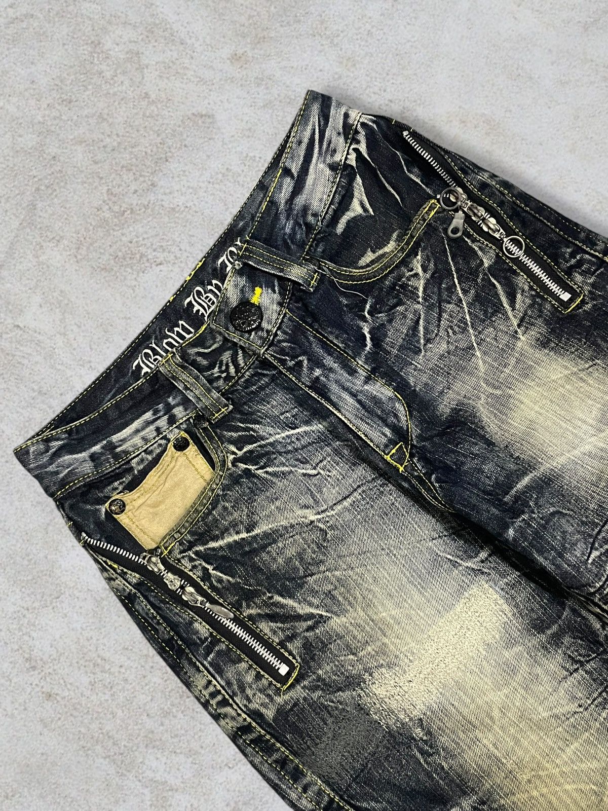 Le Grande Bleu (L.G.B.) Japanese Gothic And Punk Style Rusty Mud Wash Skull Jeans Size US 30 / EU 46 - 3 Thumbnail
