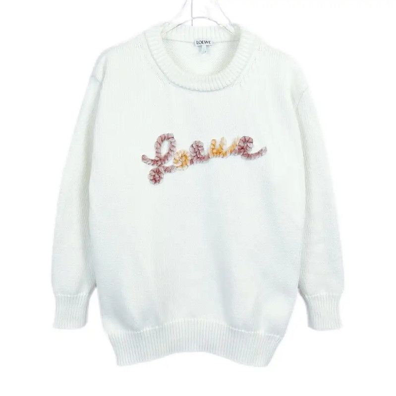 Loewe Loewe White Cotton Long Sleeve Sweatshirt 0089 Size XS / US 0-2 / IT 36-38 - 1 Thumbnail