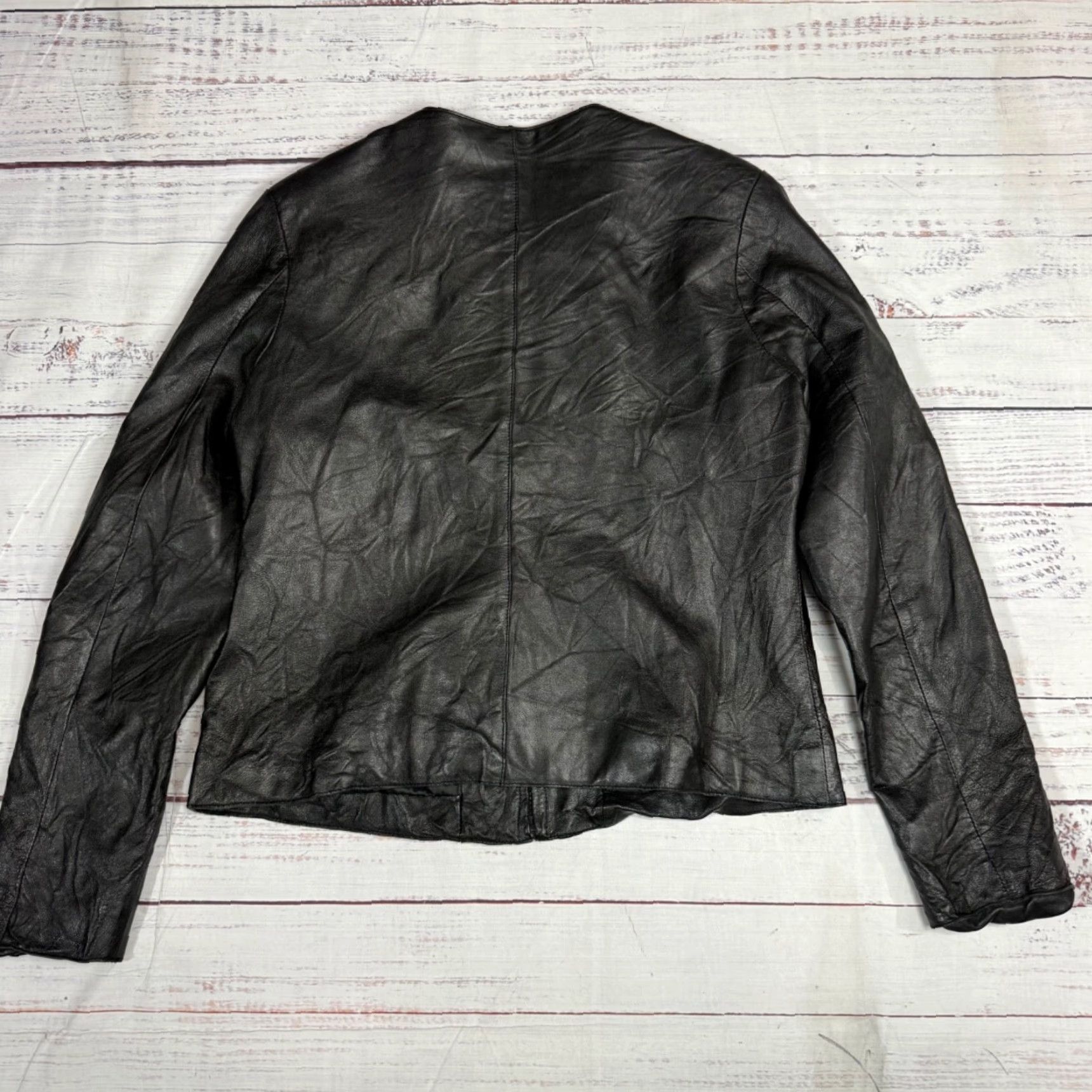 Vintage Rem Garson Womens Black Leather Jacket Size M Zip Front Lined Size M / US 6-8 / IT 42-44 - 4 Thumbnail