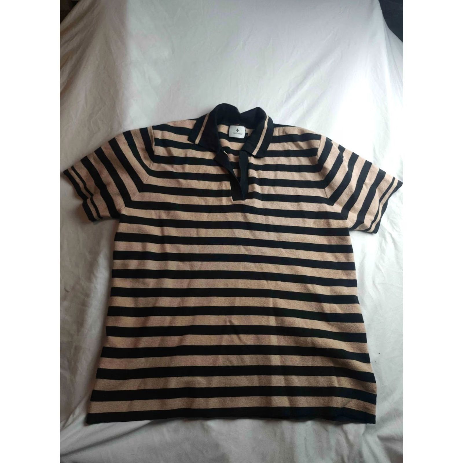 Vintage Tuckernuck Polo Shirt Mens Large Brown Black Striped Short Sleeve Knit Preppy Size US L / EU 52-54 / 3 - 2 Thumbnail