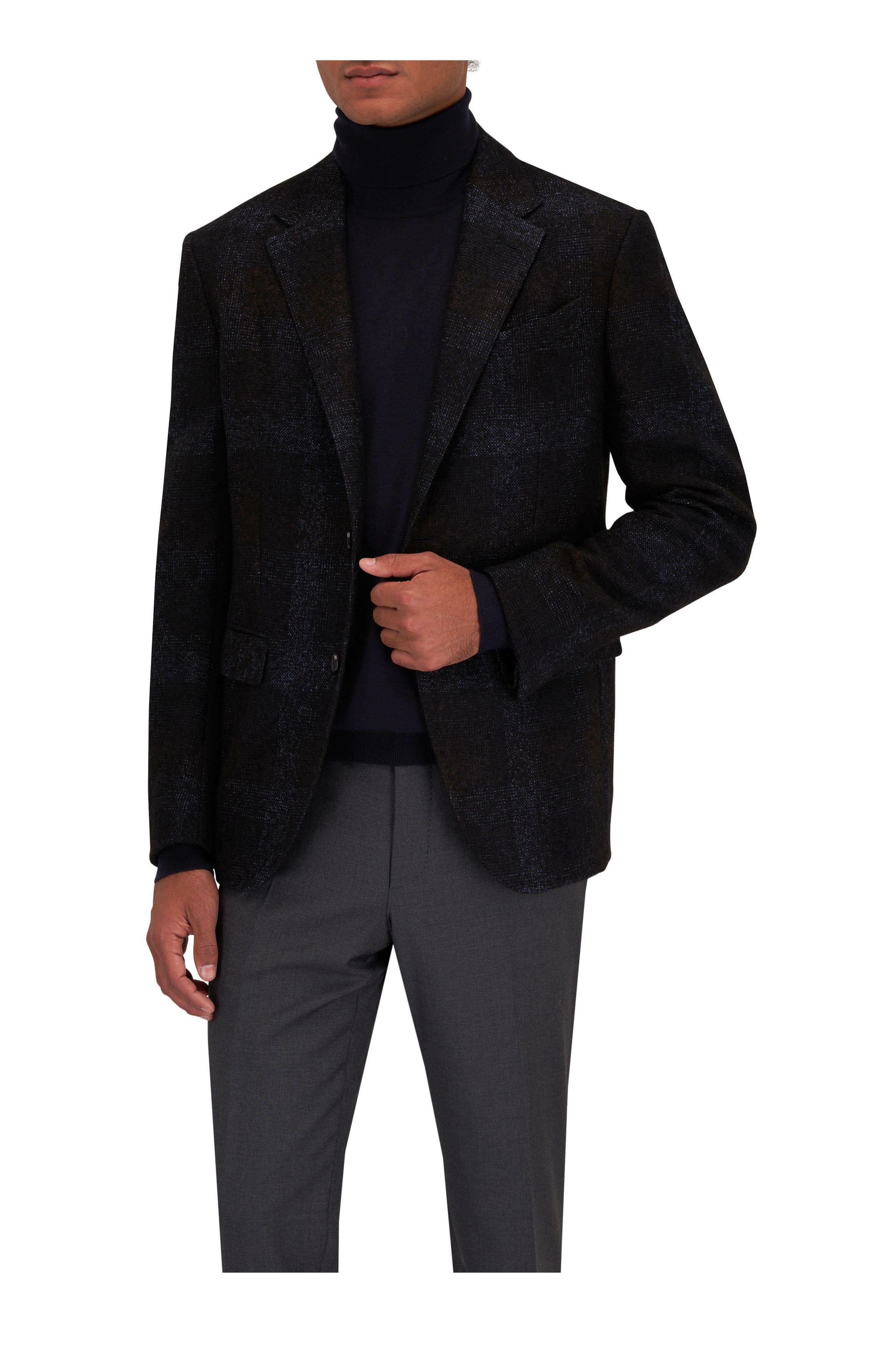 Z Zegna o1mtch0225 Tonal Plaid Sportcoat in Chocolate/Blue Size US XL / EU 56 / 4 - 3 Thumbnail