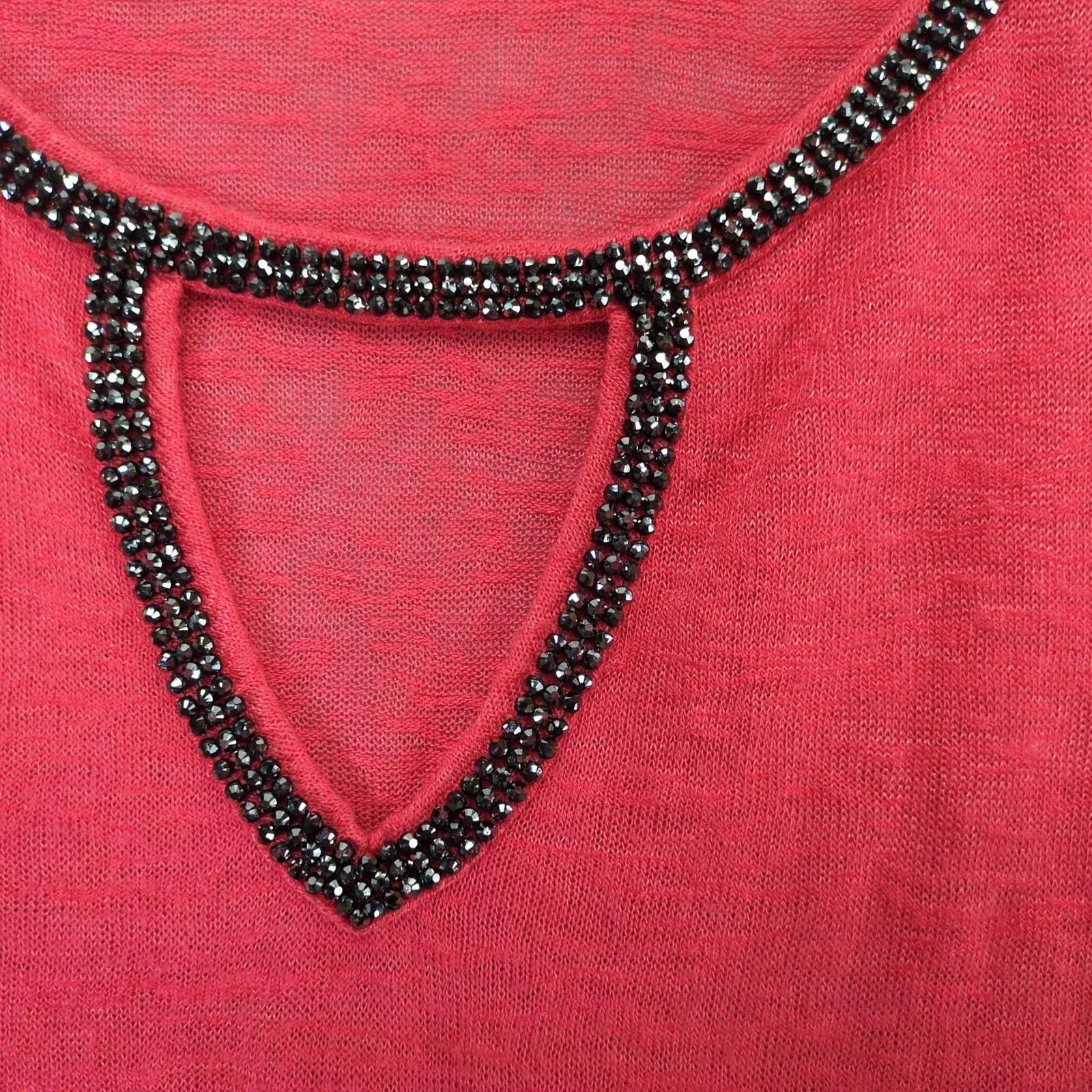Juicy Couture Juicy Couture Coral Pink Black Rhinestone Keyhole Neck Top Size XL / US 12-14 / IT 48-50 - 8 Thumbnail