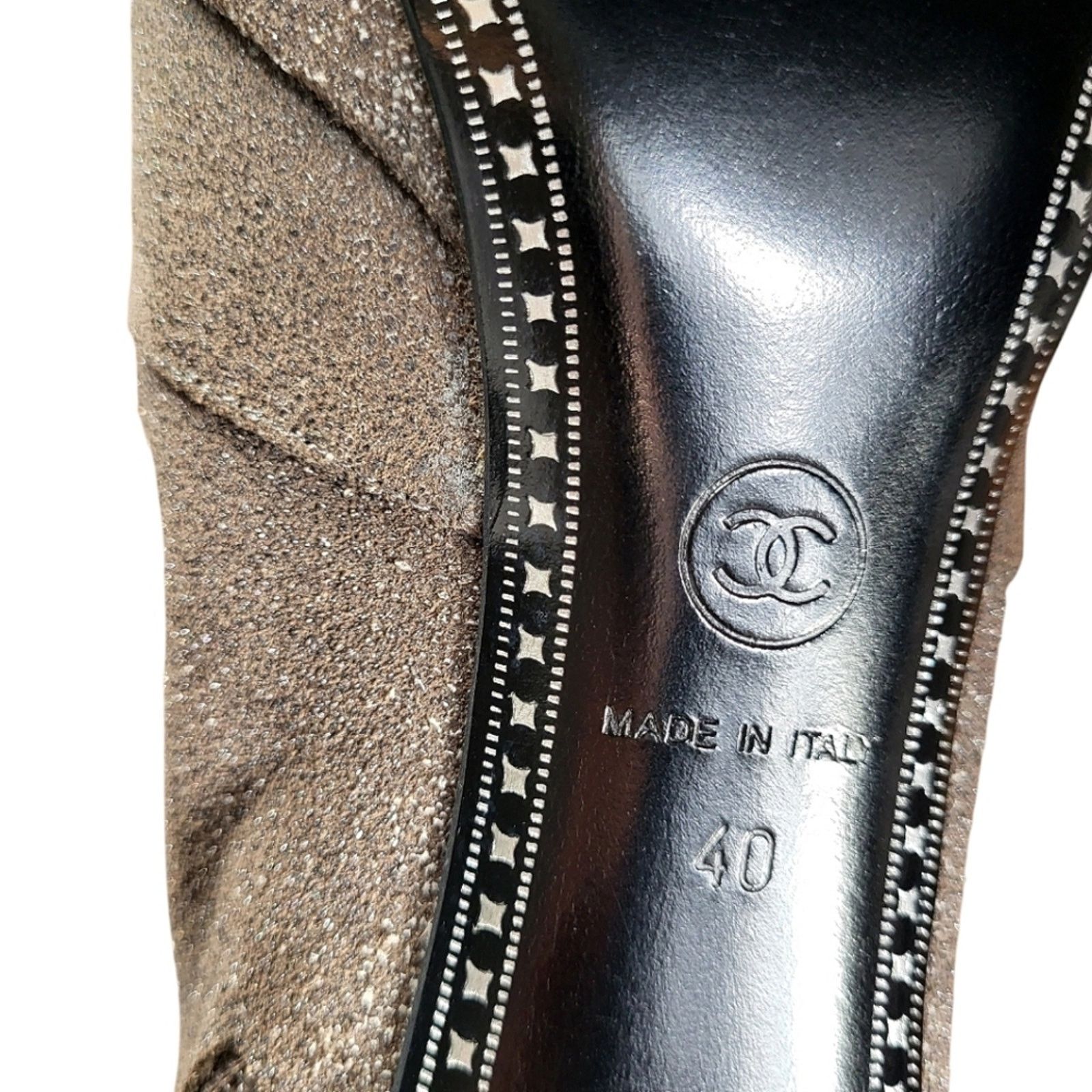 Chanel CHANEL CC Logo Cap Toe Glitter Suede Platform Ankle Boots 40 Size US 10 / IT 40 - 11 Thumbnail