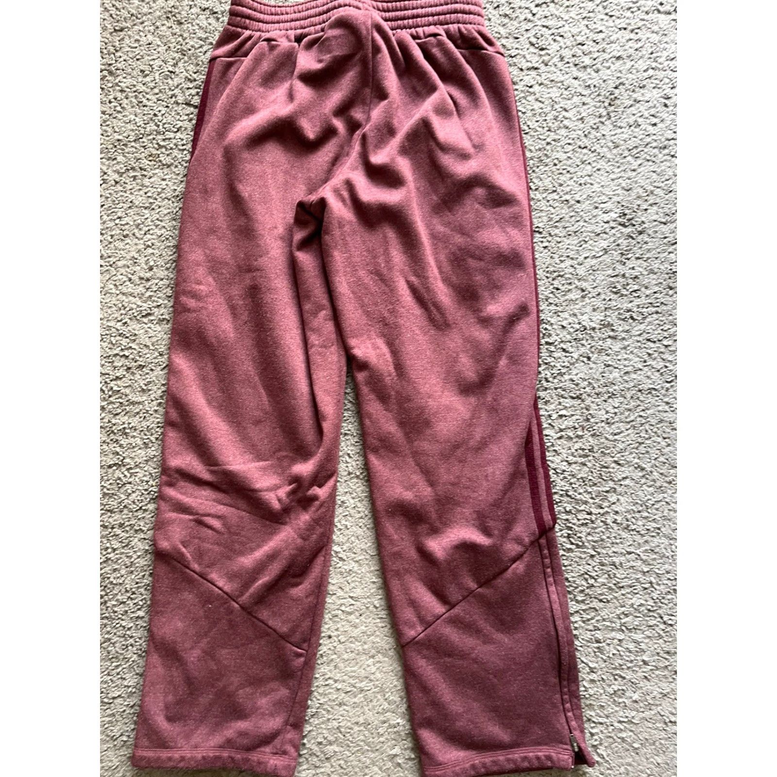 Adidas Adidas Sweatpants Athletic Men Small Red Polyester Pants Striped Burgundy Stripe Inseam 25 in Size US 29 - 4 Thumbnail
