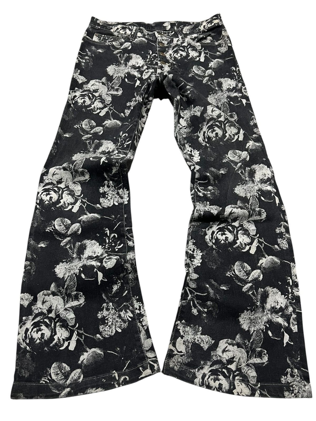 If Six Was Nine Tornado Mart Black Rose Flared Denim vkei LGB style Size US 32 / EU 48 - 1 Thumbnail