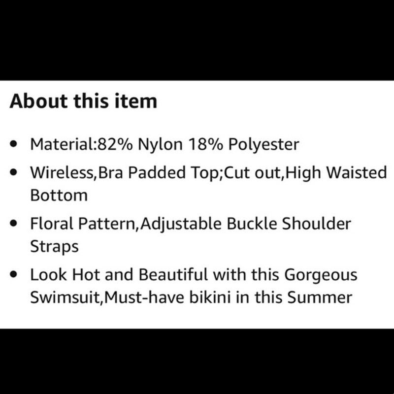 Vintage Floral Zigzag Print Bikini Set | NWOT | Push-Up Bra Size ONE SIZE - 7 Thumbnail