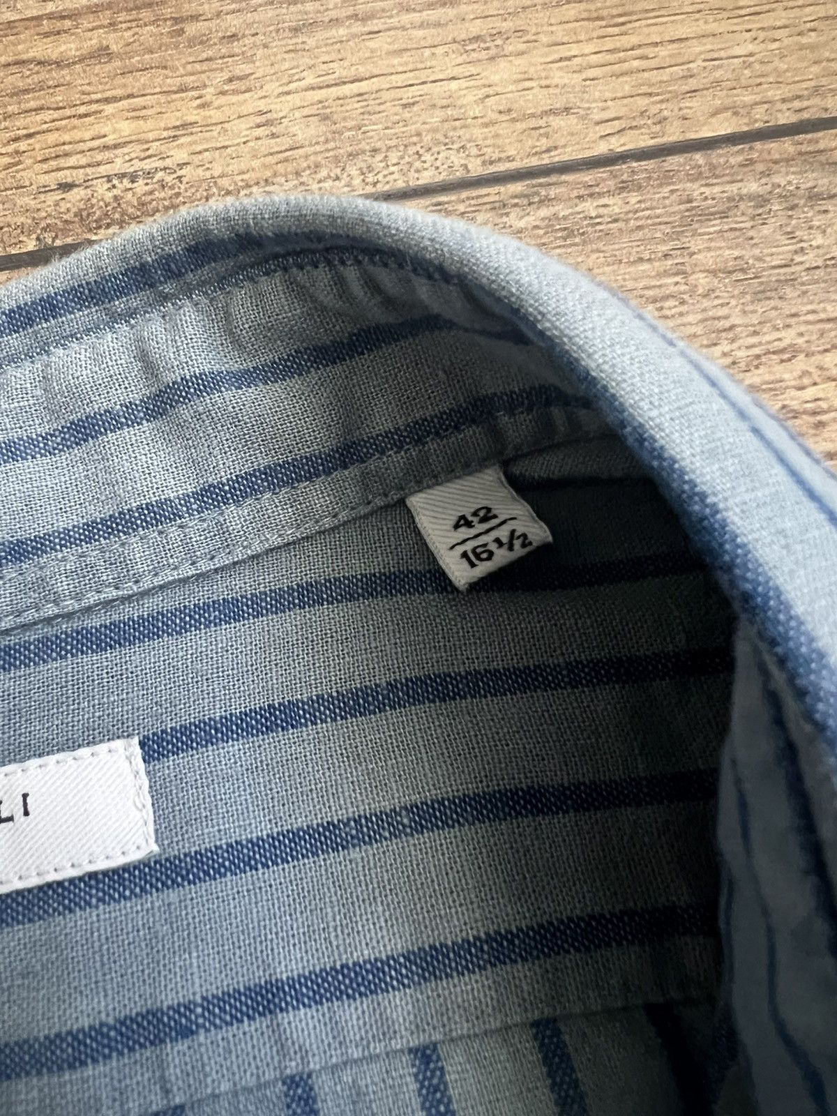 Boglioli Boglioli Sky blue and blue striped cotton and linen shirt Size US XL / EU 56 / 4 - 6 Thumbnail