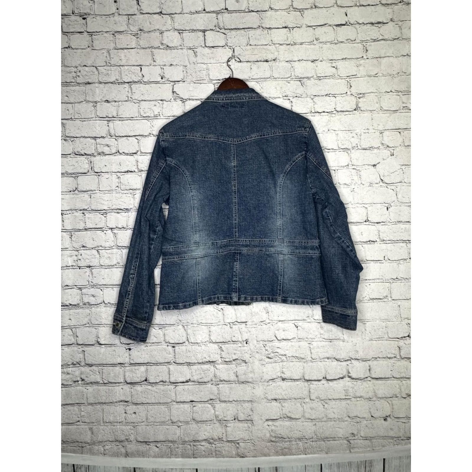 Vintage Duck Head Jeans Co. Denim Jacket Shirt Women's Petite Large Petite Slim Button Front Medium Blue 98% Cotton 2% Spandex Size L / US 10 / IT 46 - 4 Thumbnail