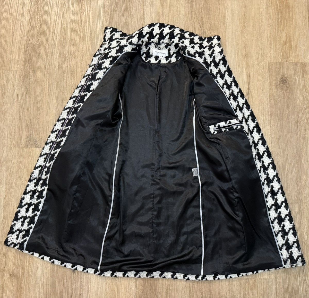 Calvin Klein Calvin Klein Houndstooth Coat Wool Acrylic Black White 2 S Size S / US 4 / IT 40 - 3 Thumbnail