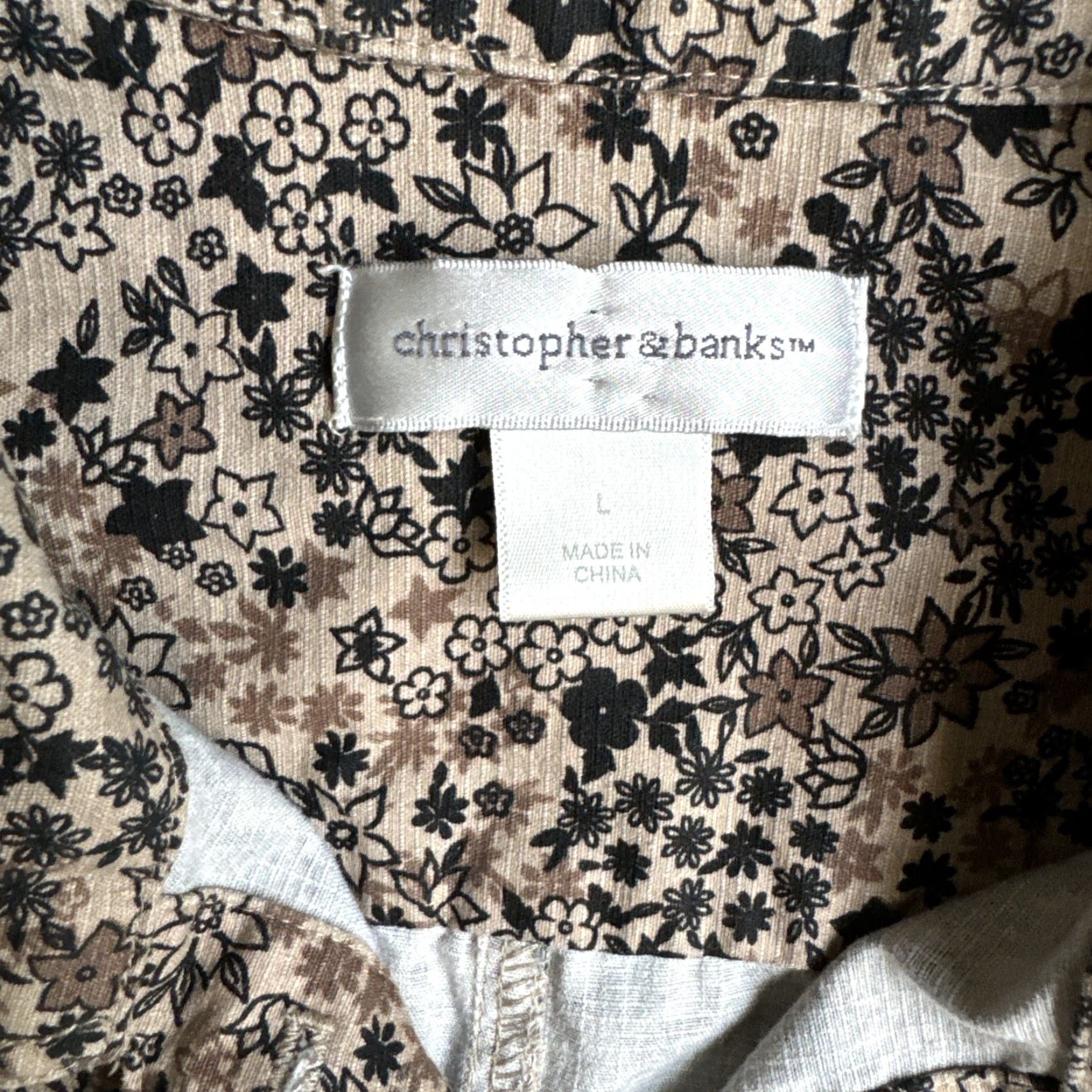 Vintage Vtg Christopher Banks Jacket Womans L Tan Floral Cottage Core Bohemian Boho Jacket Size L / US 10 / IT 46 - 6 Thumbnail