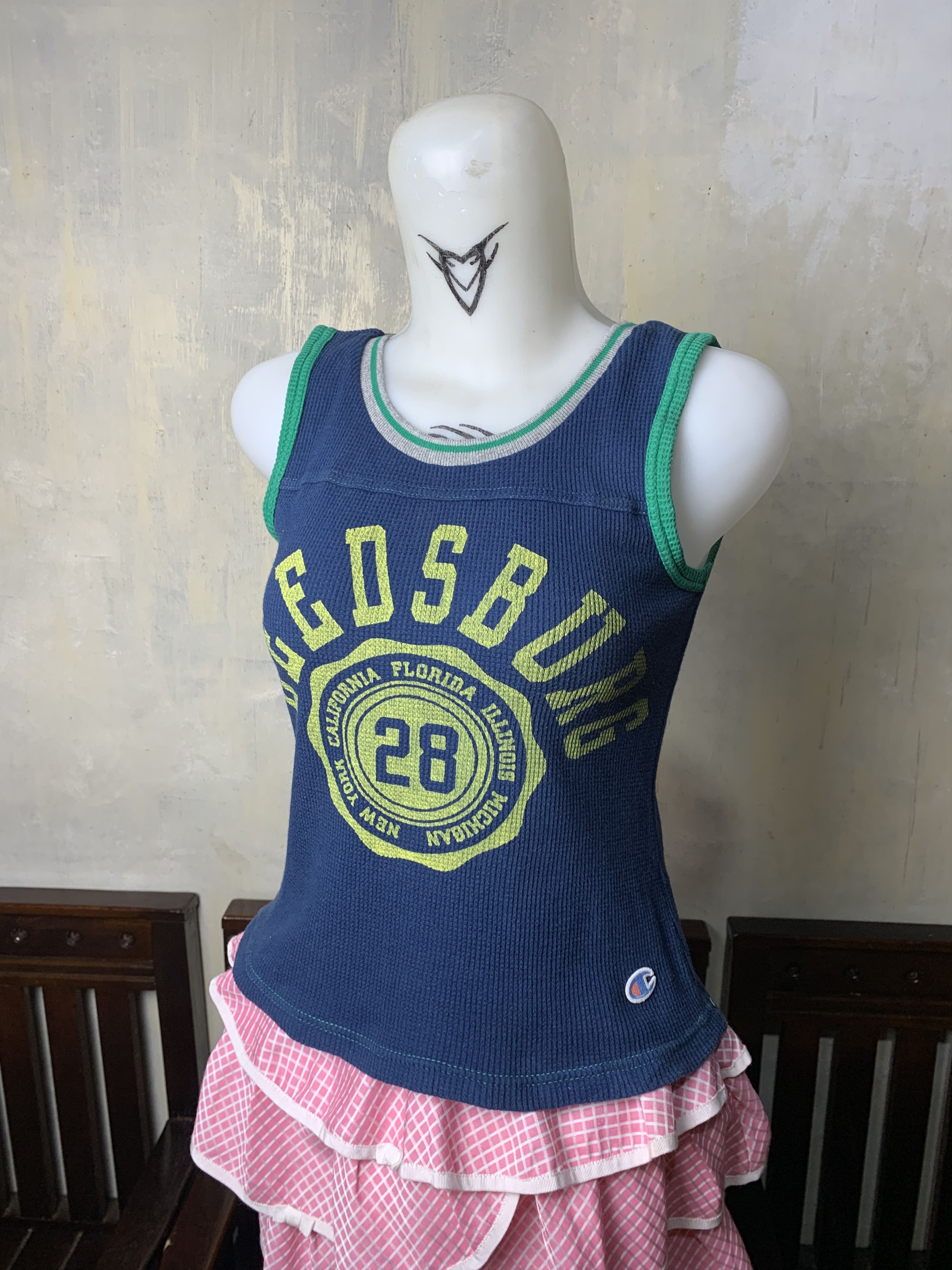 Champion 2000s Champion Navy University Thermal Baby Tanktop (XS) Size XS / US 0-2 / IT 36-38 - 2 Thumbnail