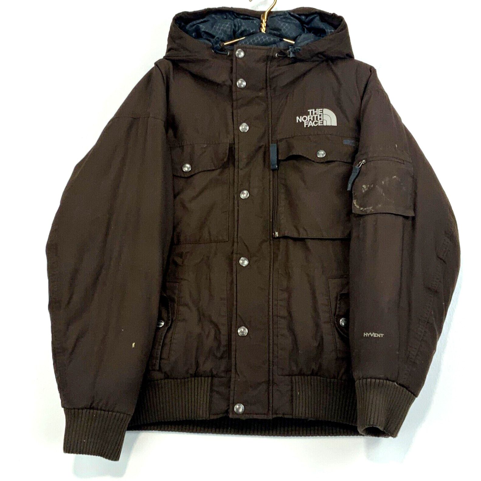 image of The North Face Hyvent Full Zip Puffer Jacket Size Medium Brown in White, Men's