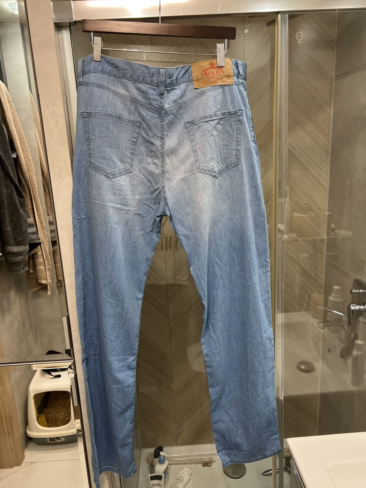 Prada 2024 light Prada cotton triangle logo pants Size US 34 / EU 50 - 4 Thumbnail