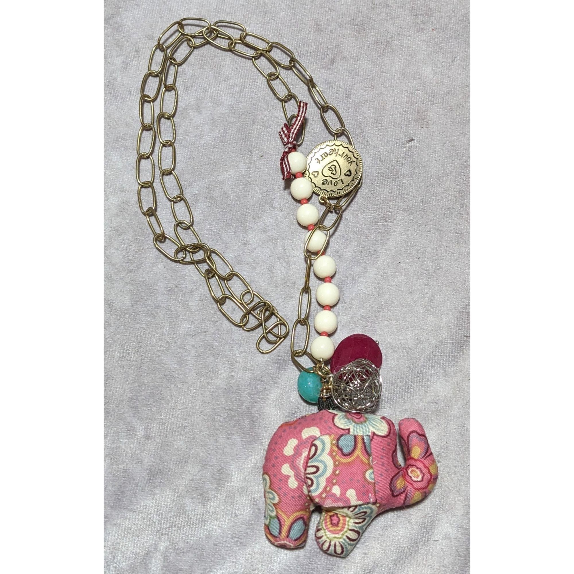 Other Cottagecore Pink Plush Elephant Necklace Size ONE SIZE - 12 Thumbnail