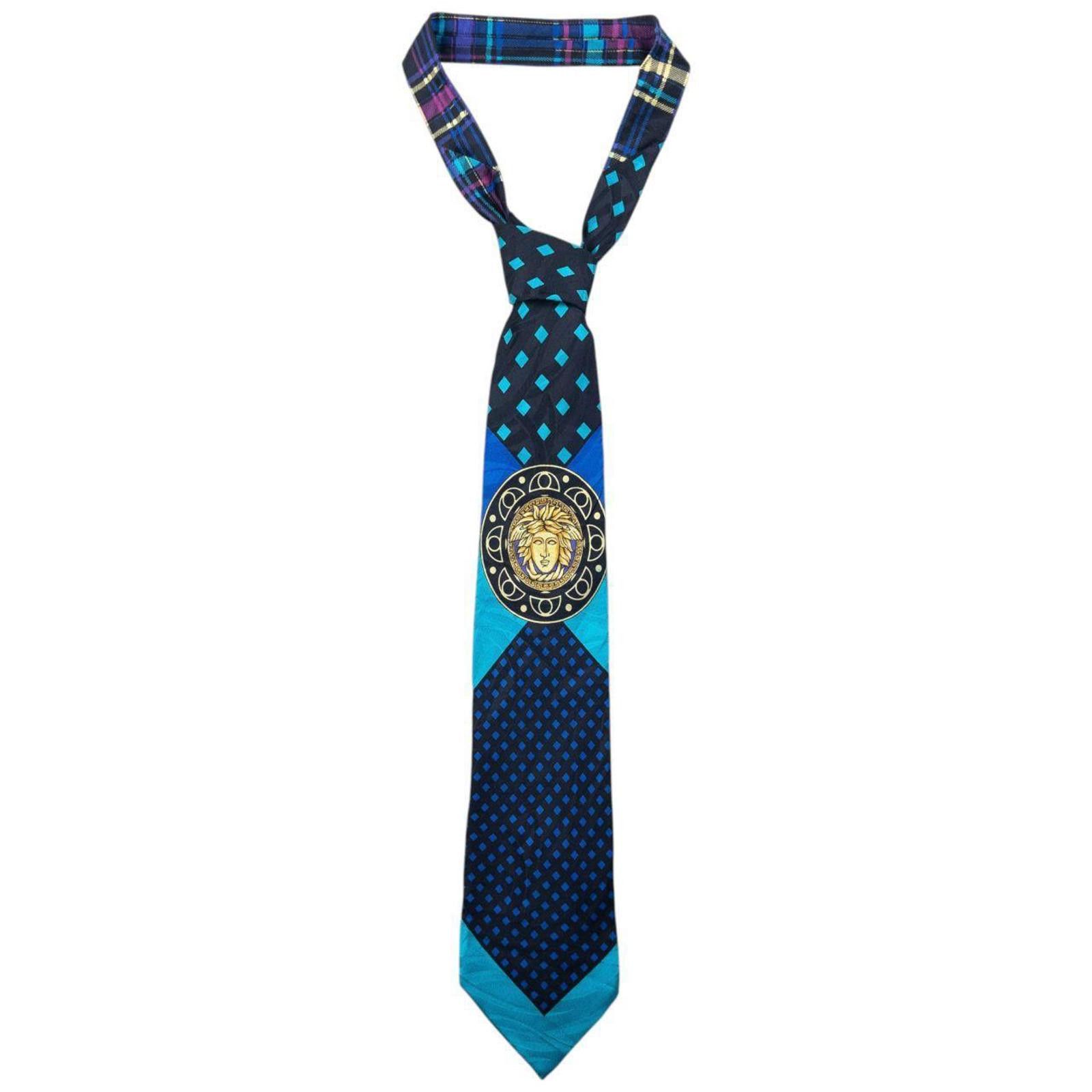 Versace Vintage 90s Gianni Versace Pattern Medusa Silk Tie Size ONE SIZE - 1 Thumbnail