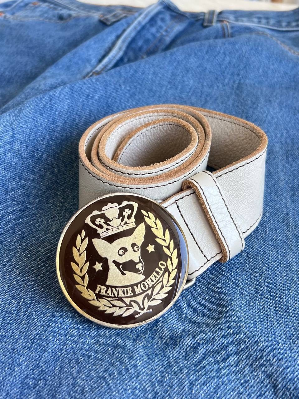 1990’s Frankie Morello Leather Belt Steel Logo Vintage