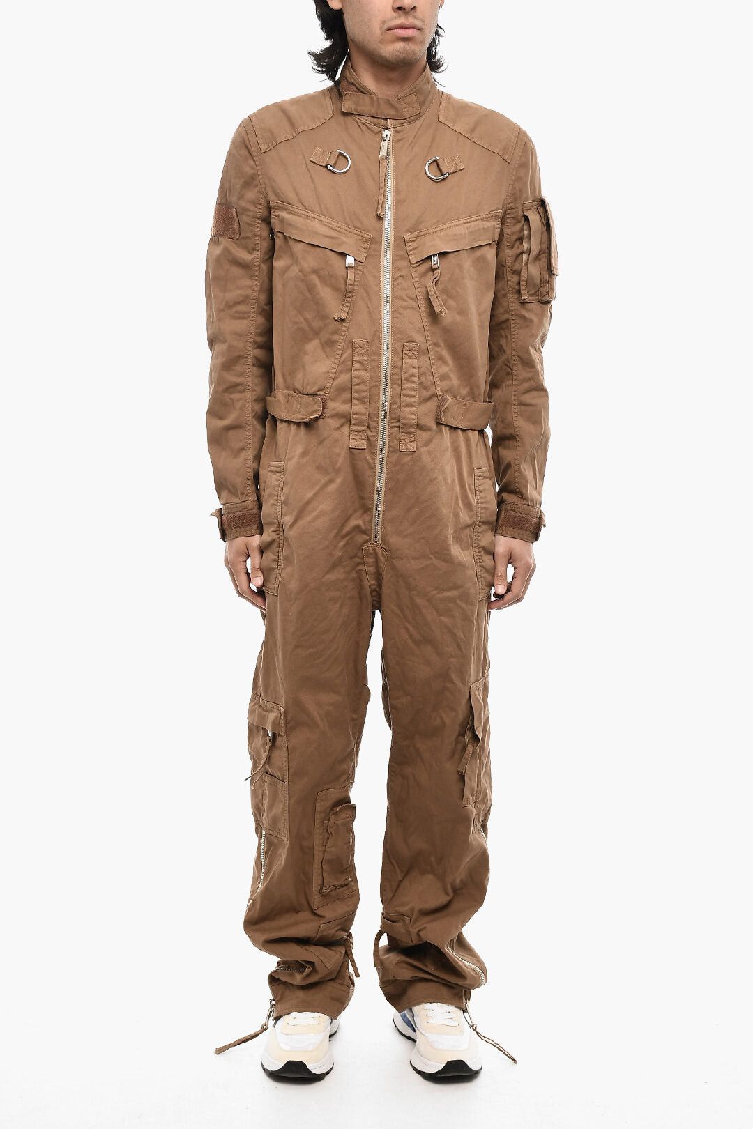 Utility Solid Color Twill Jumpsuit