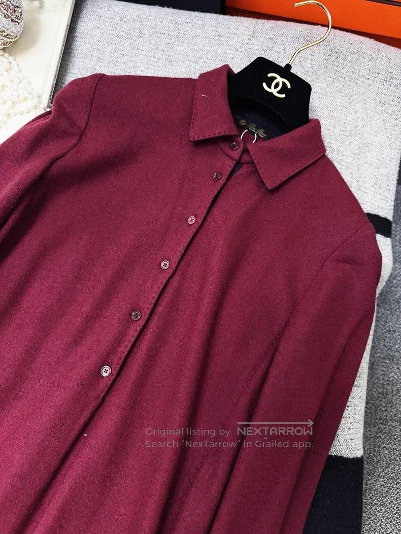 Loro Piana Loro Piana Burgundy shirt dress Size XS / US 0-2 / IT 36-38 - 6 Thumbnail
