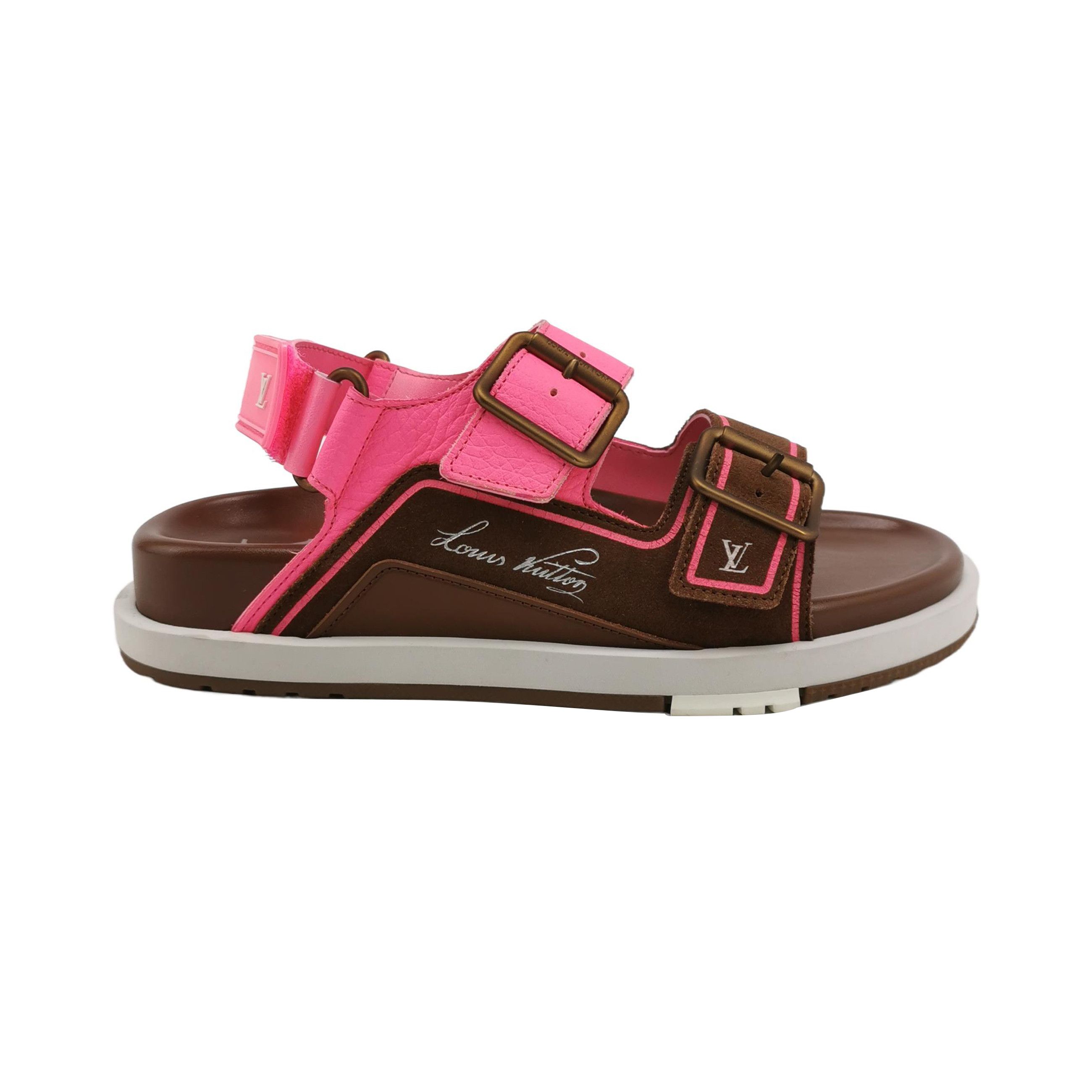 Louis Vuitton Louis Vuitton Pink Brown Leather Trainer Sandals Size 39.5 Size US 6 / EU 39 - 1 Thumbnail