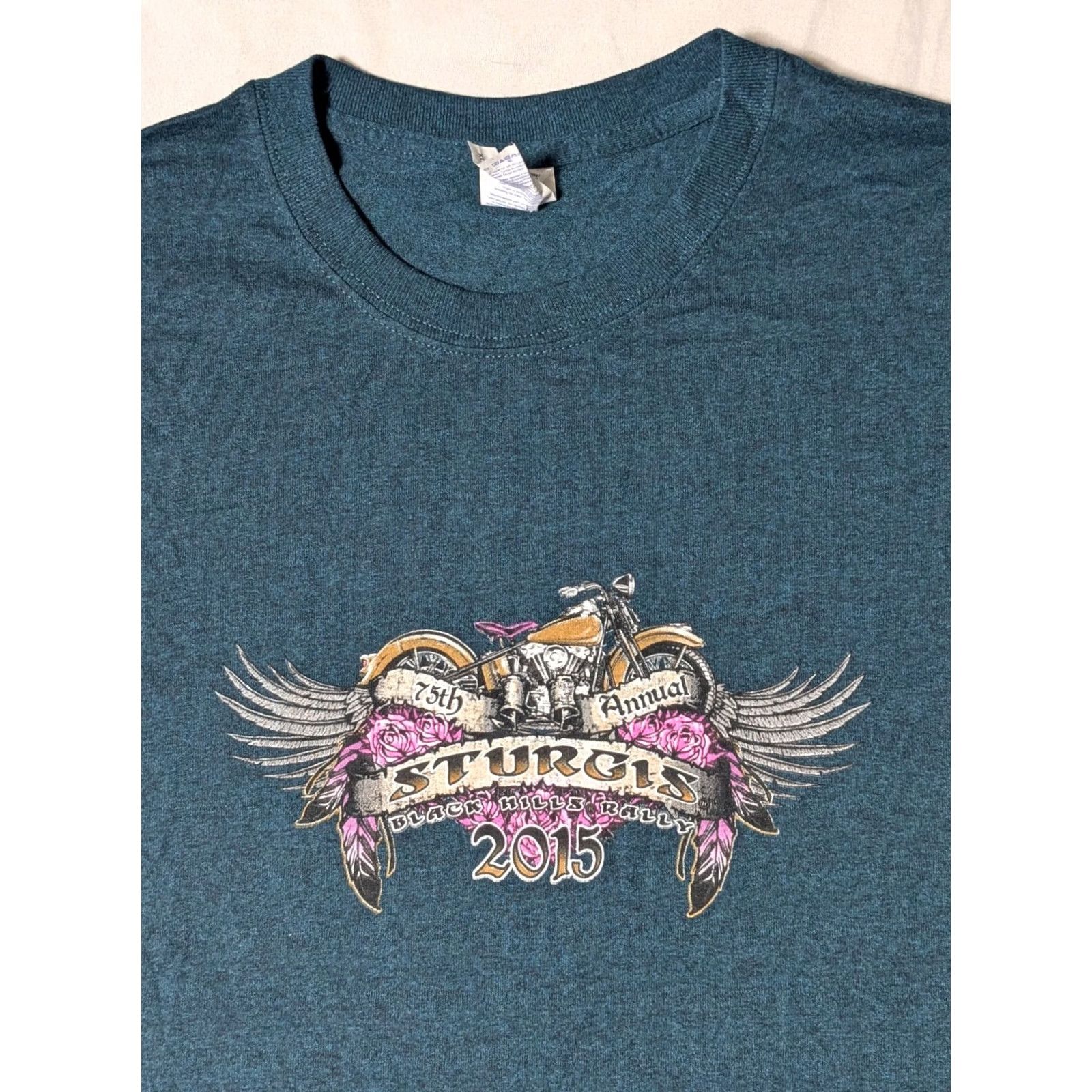 Gildan STURGIS BLACK HILLS 75TH ANNUAL MOTORCYCLE RALLY 2015 Men XL Blue T-Shirt EUC Shirts Mens XL Blue Sturgis 75th Electric 2015 Size US XL / EU 56 / 4 - 4 Thumbnail