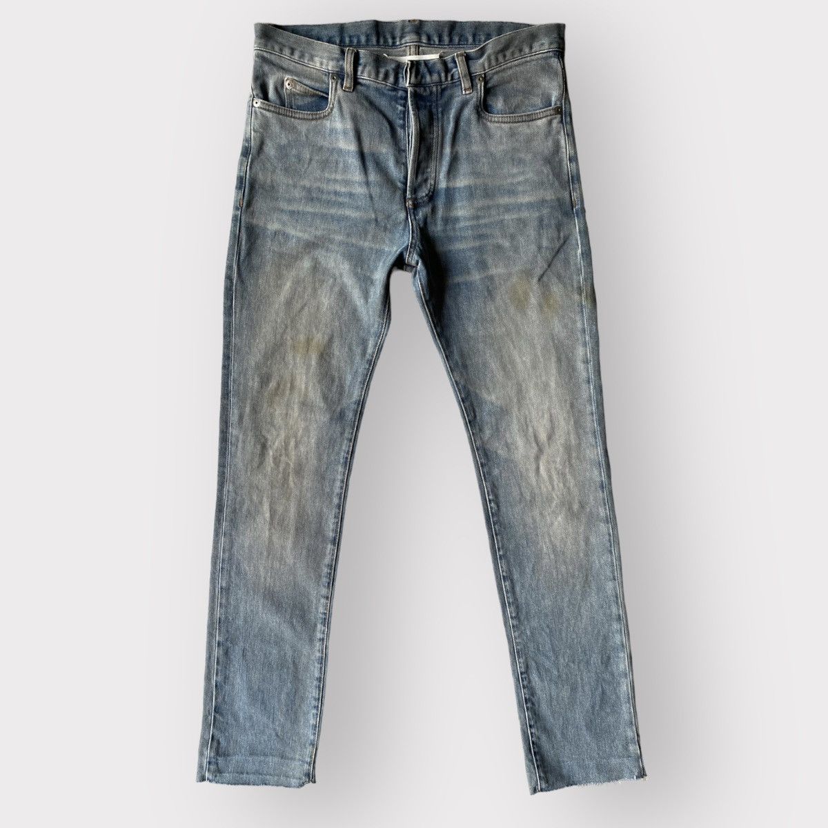 image of Maison Margiela Fall16 Mud Dirt Skinny Jeans in Blue, Men's (Size 29)