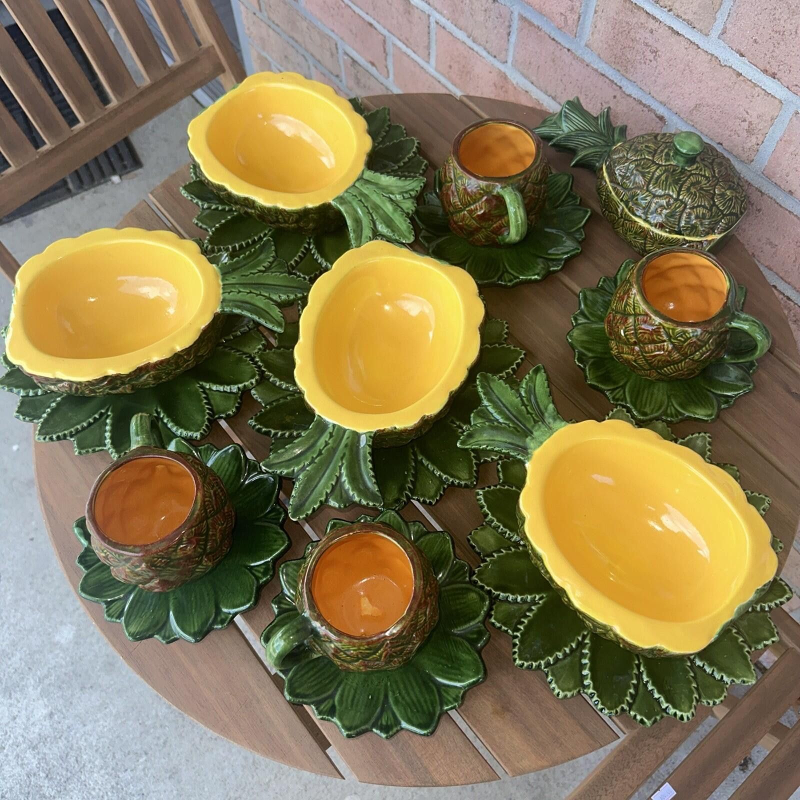 Unknown London Vtg Pineapple Bowls Plate Cup Saucer Sugar Dish Set Size ONE SIZE - 1 Thumbnail