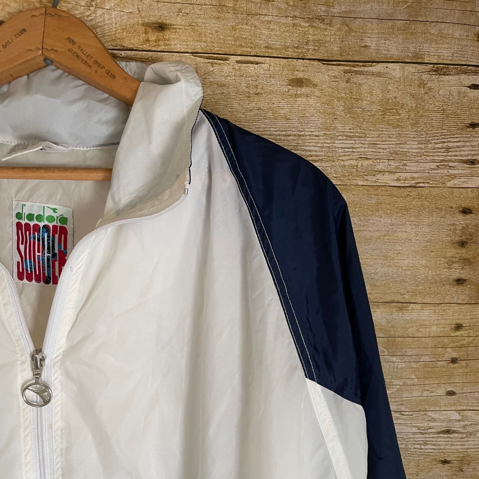 Diadora Diadora Soccer Vintage Blue & White Windbreaker Jacket Size US M / EU 48-50 / 2 - 2 Thumbnail
