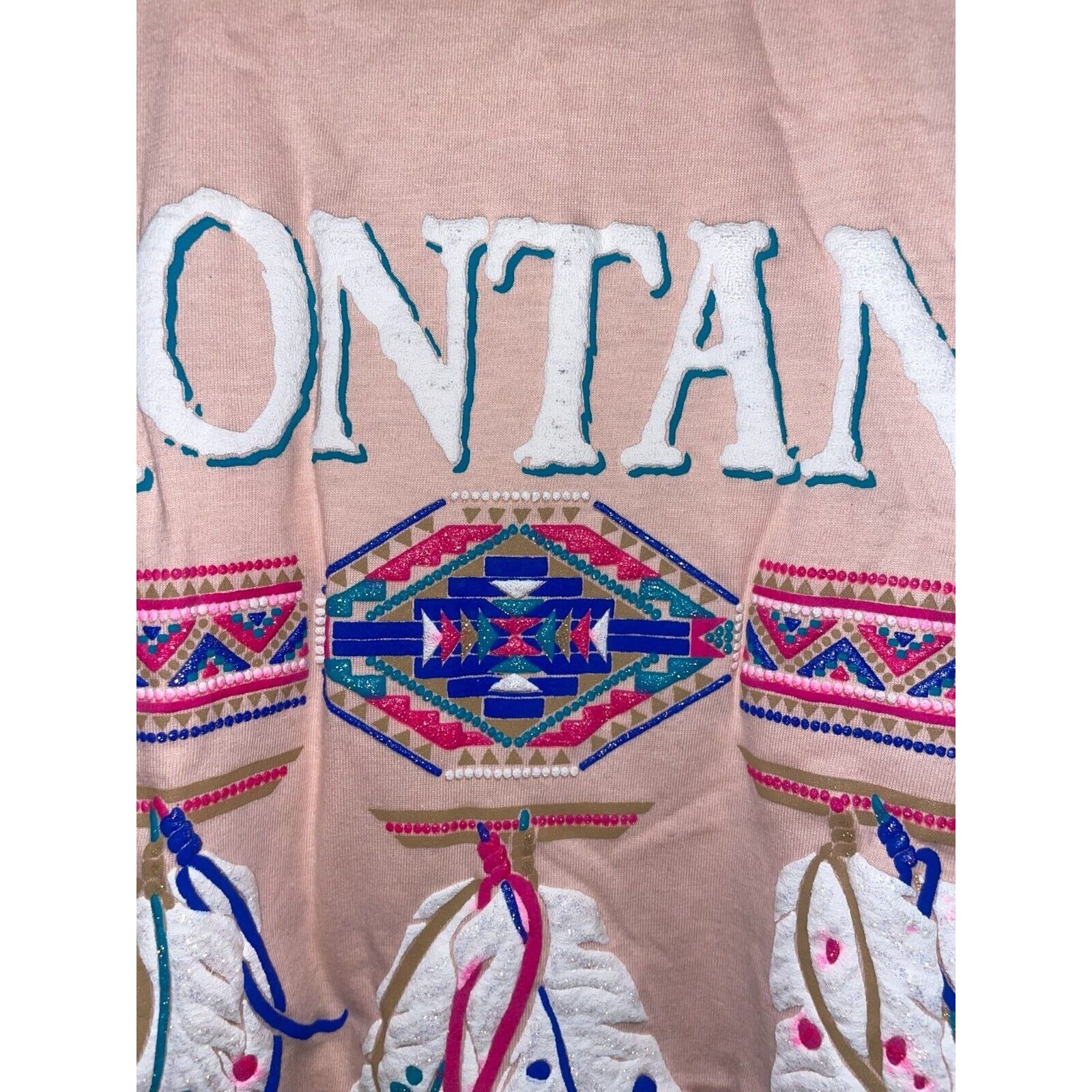 Jerzees Vintage Montana Pink Shirt Native American Feather 90s VTG L Size US L / EU 52-54 / 3 - 3 Thumbnail