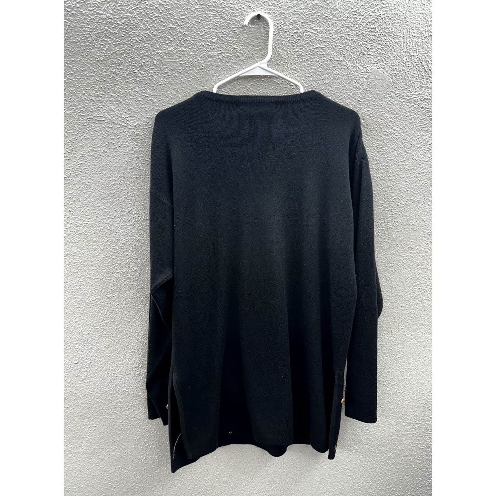 Vintage IB Diffusion Womens Sweater Size Medium Black Beaded Sequin Vintage Crew Neck Knit Pullover Casual Ladies M Black Sequin Beaded Vintage Size M / US 6-8 / IT 42-44 - 6 Thumbnail