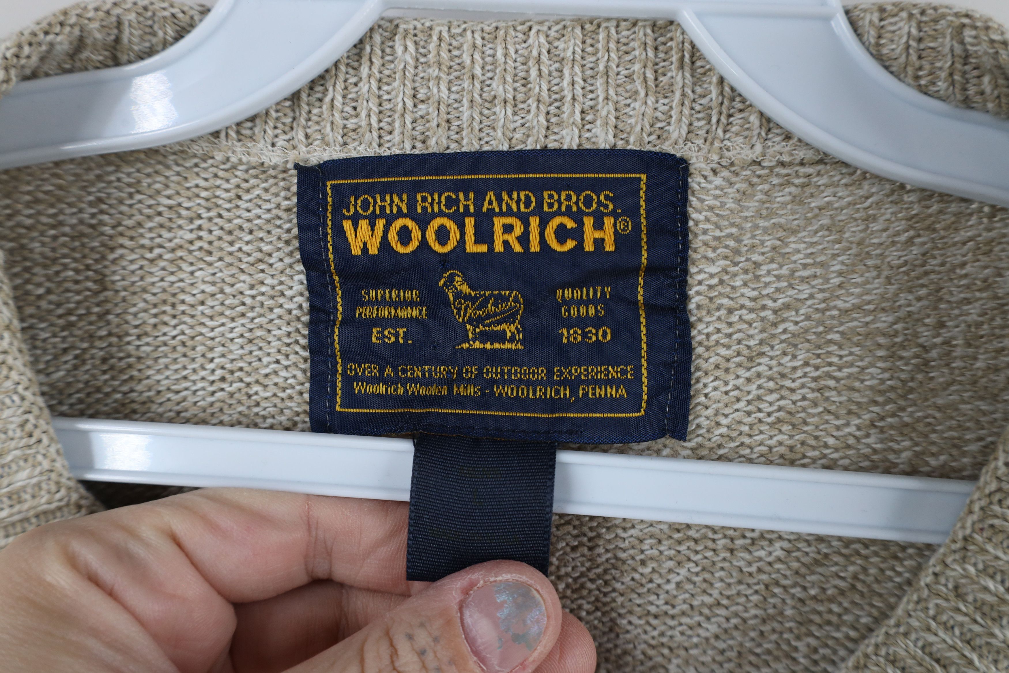 Vintage × Woolrich Woolen Mills Vintage 90s Woolrich Knit Crewneck Sweater Oatmeal Brown Size US XL / EU 56 / 4 - 5 Thumbnail