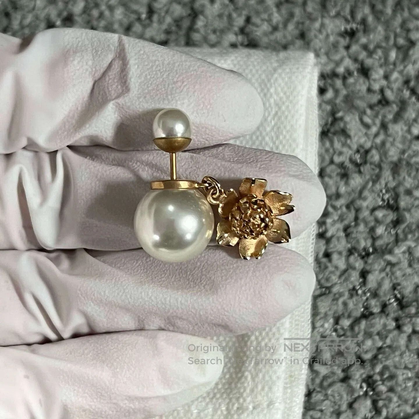 Dior Dior Early spring golden brand logo: Jihua metal resin ear Size ONE SIZE - 3 Thumbnail